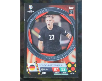 TOPPS UEFA EURO 2024 NIKO SCHOLETTERBECK ONE TO WATCH OTW1