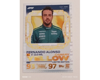 TOPPS TURBO ATTAX 2024 FERNANDO ALONSO YELLOW CANARY LE23