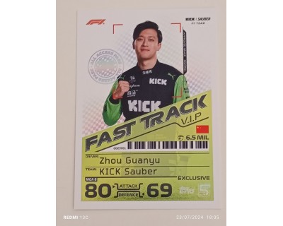 TOPPS TURBO ATTAX 2024 ZHOU GUANYU FAST TRACK MGA8