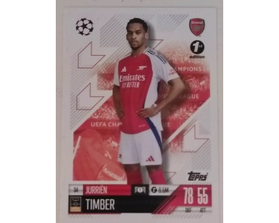 MATCH ATTAX CHAMPIONS LEAGUE 2024/2025 JURRIËN TIMBER Nº 34 1ST