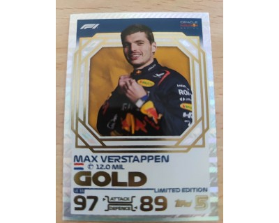 TOPPS TURBO ATTAX 2024 MAX VERSTAPPEN GOLD EDICION LIMITADA LE33