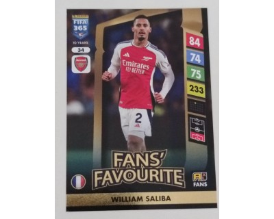 ADRENALYN FIFA 365 2025 WILLIAM SALIBA ARSENAL FC Nº34 FAN´S FAVOURITE