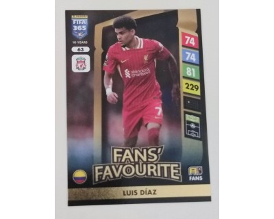 ADRENALYN FIFA 365 2025 LUIS DIAZ LIVERPOOL Nº63 FAN´S FAVOURITE