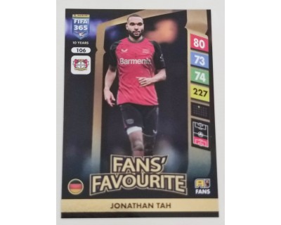 ADRENALYN FIFA 365 2025 JONATHAN TAH BAYER 04 LEVERKUSEN Nº106 FANS´ FAVOURITE