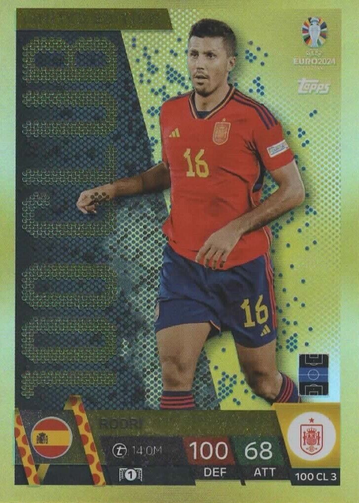 TOPPS MATCH ATTAX UEFA EURO 2024 RODRI 100 CLUB LIMITED EDITION Nº100CL3