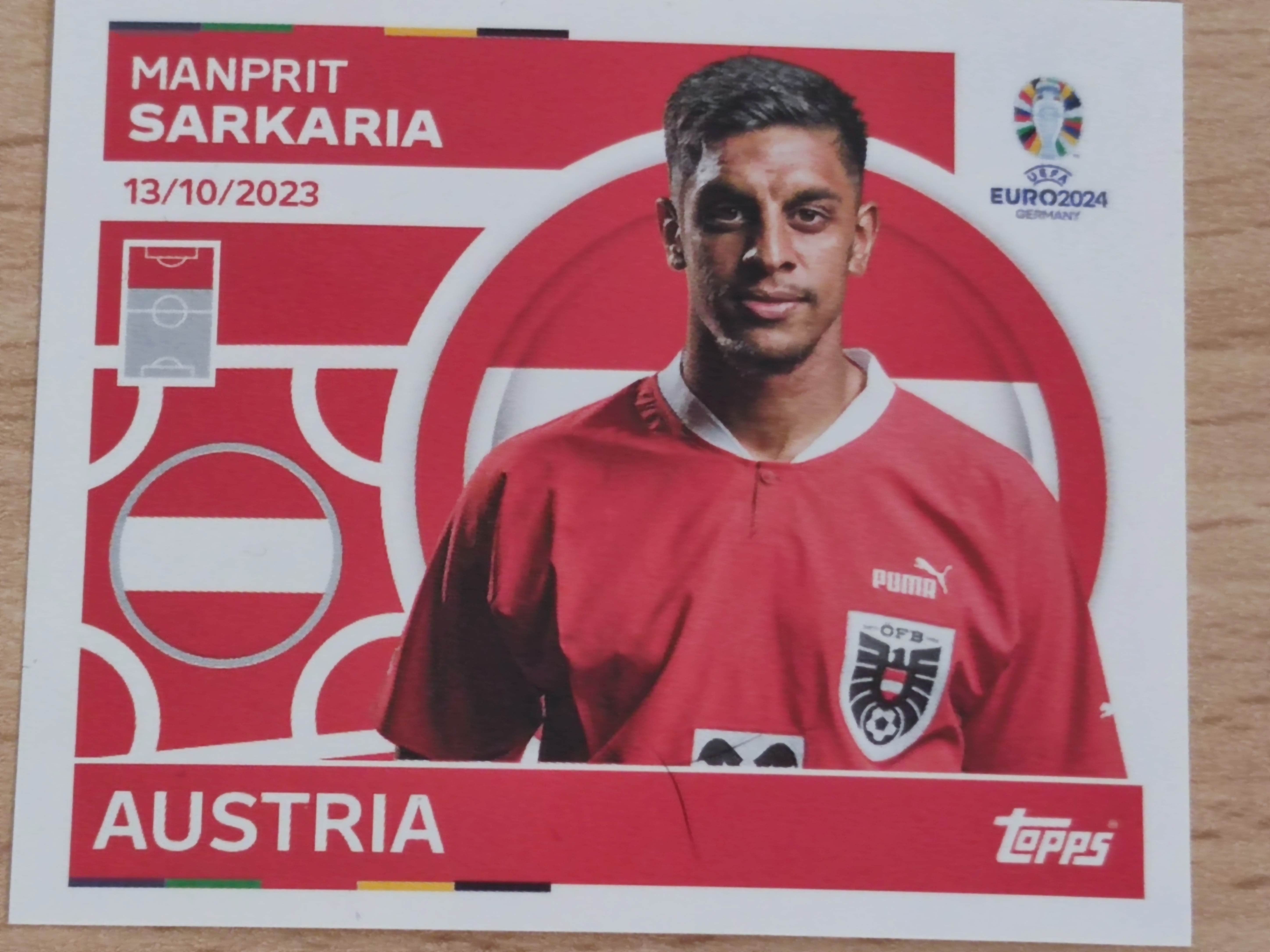 Uefa Euro Germany 2024 GRUPO D AUSTRIA MANPRIT SARKARIA Nº 20