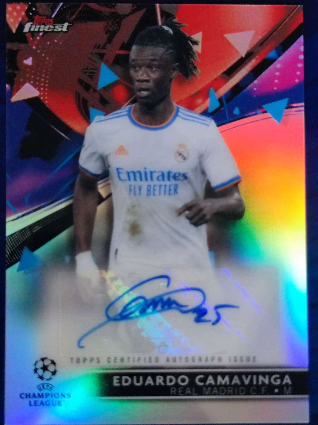 TOPPS FINEST UCL 2021/2022 EDUARDO CAMAVINGA AUTO NºBA-EC