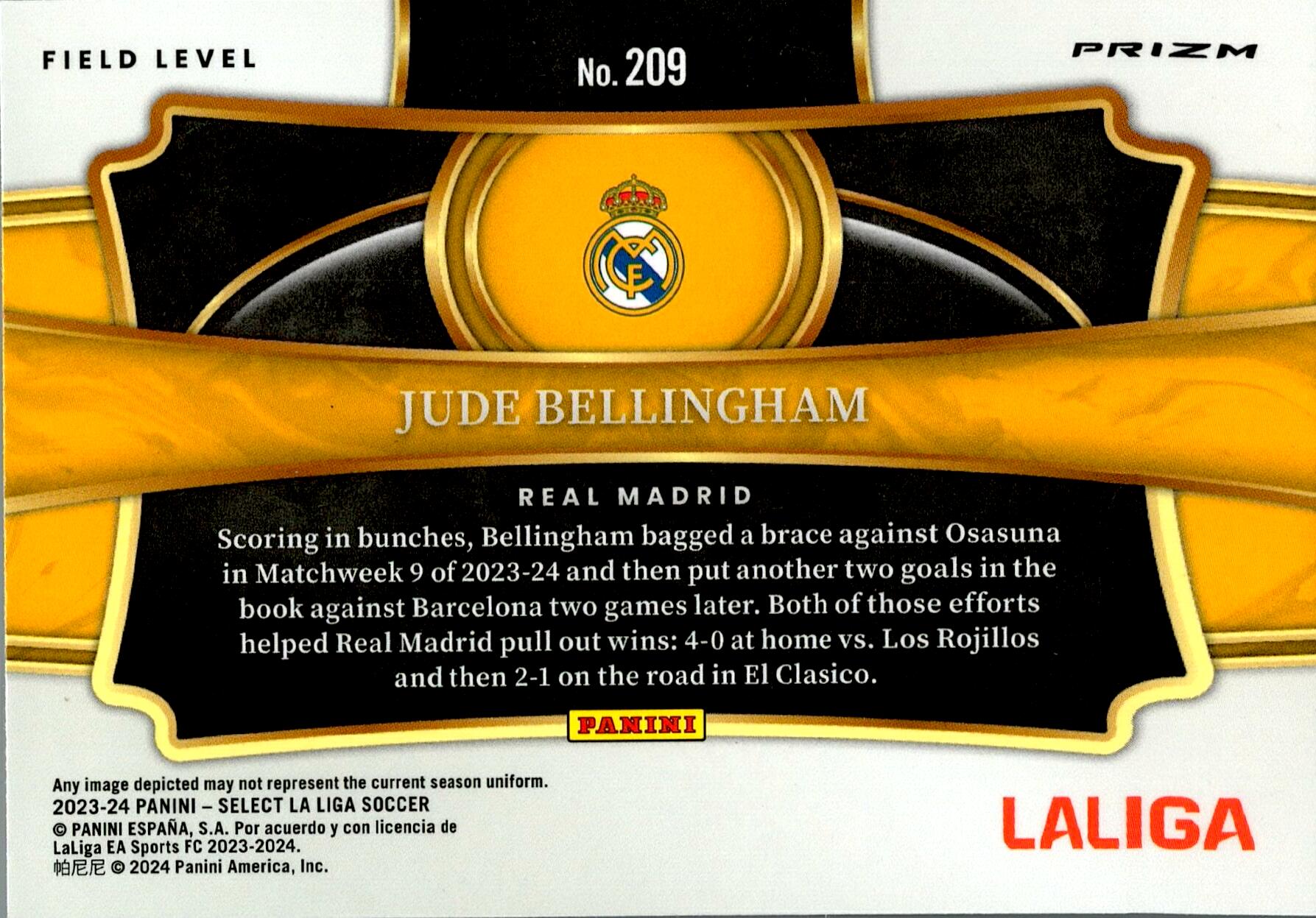 PANINI SELECT FIFA 2023/2024 BELLINGHAM Nº209