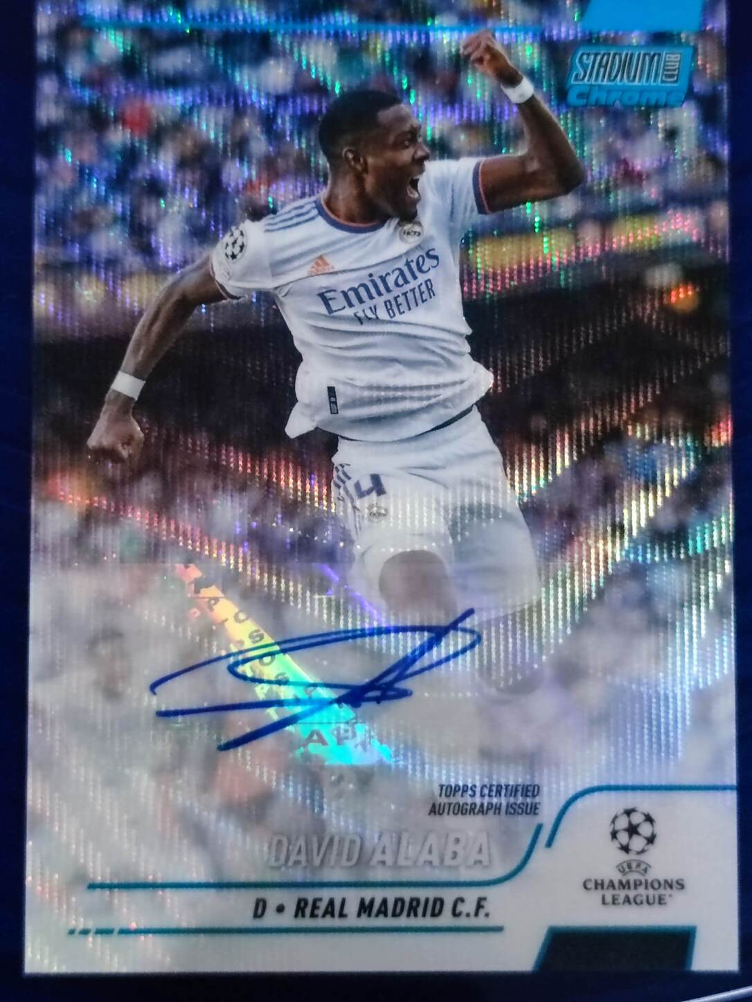 TOPPS STADIUM CHROME UCL 2021/2022 DAVID ALABA AUTO NºCA-DA NUMERADO /75