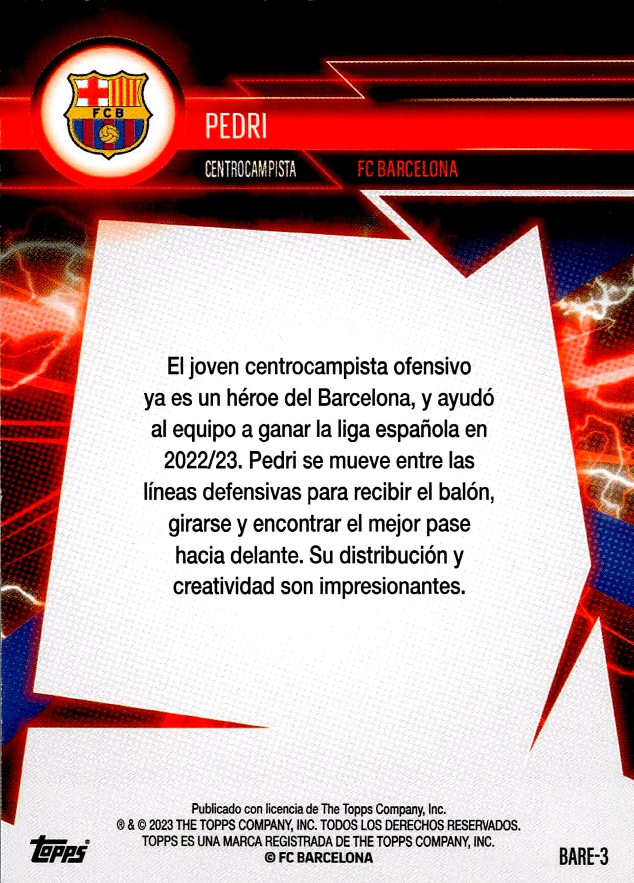 TOPPS FC BARCELONA 2022/2023 PEDRI NºBARE-3