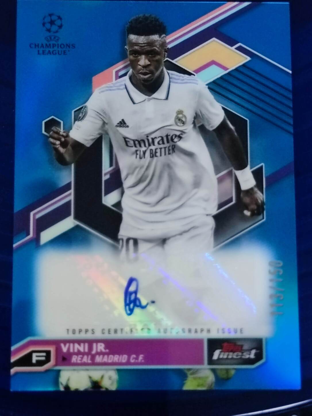 TOPPS FINEST UCL 2022/2023 VINI JR. AUTO NºA-V NUMERADO /150