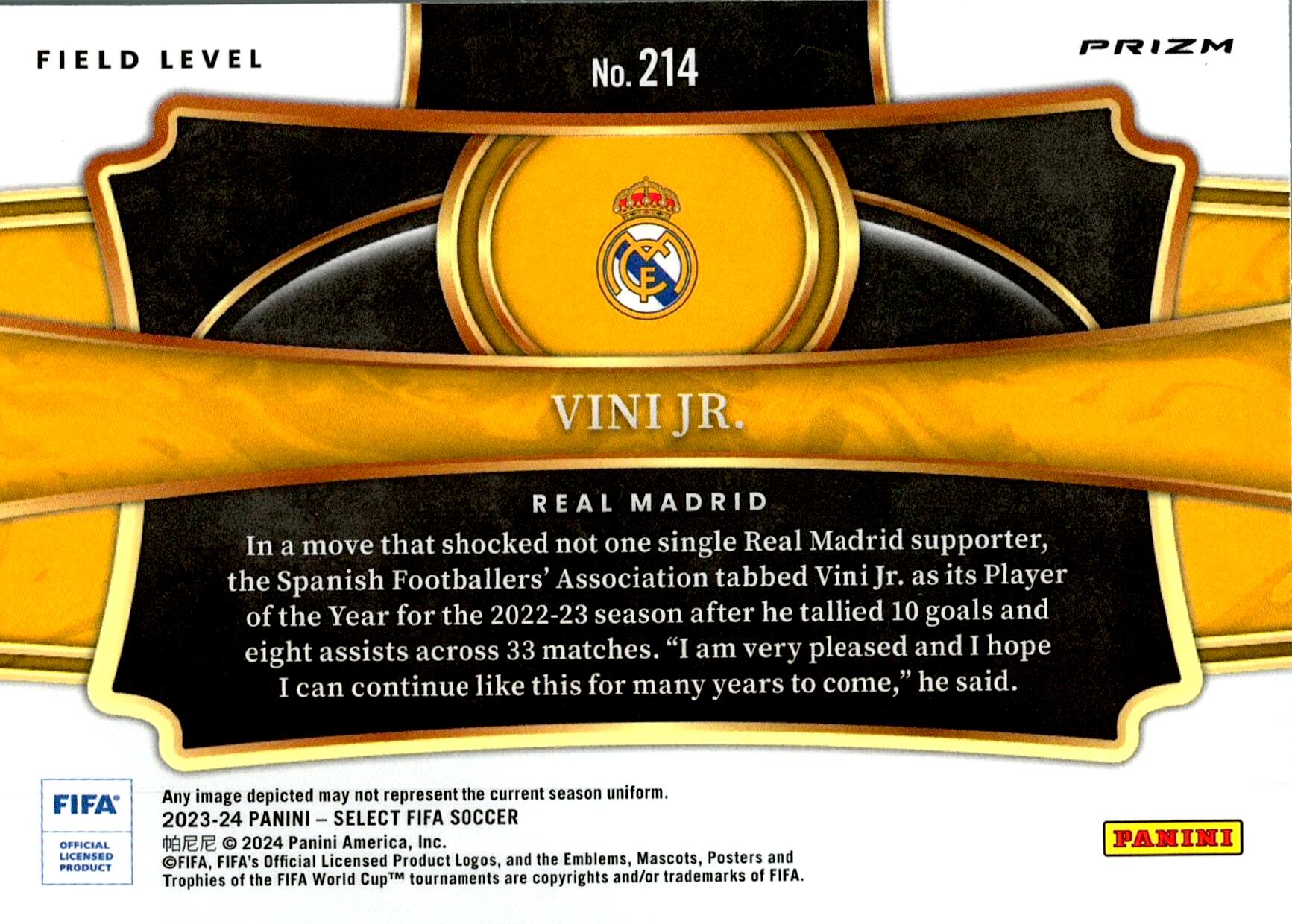 PANINI SELECT LA LIGA 2023/2024 VINI JR. Nº214