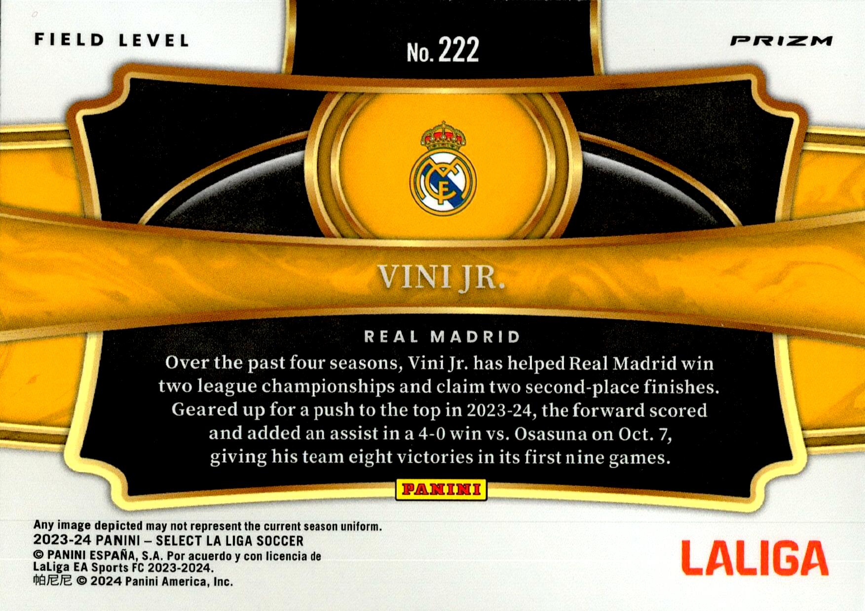 PANINI SELECT LA LIGA 2023/2024 VINI JR. Nº222