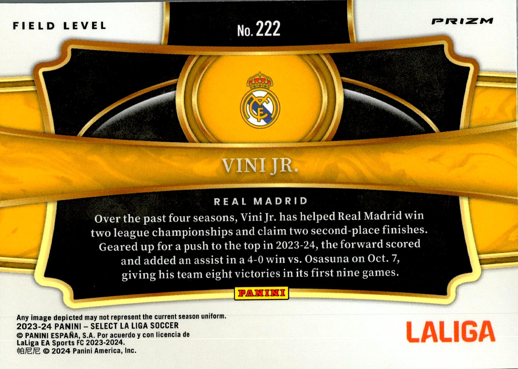 PANINI SELECT LA LIGA 2023/2024 VINI JR. RED Nº222