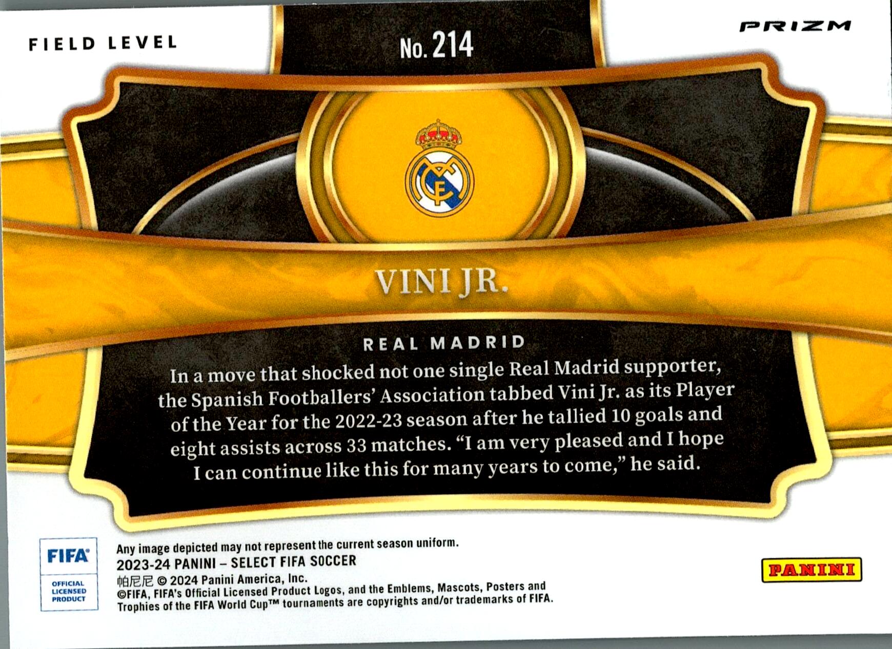 PANINI SELECT LA LIGA 2023/2024 VINI JR. BLUE Nº214