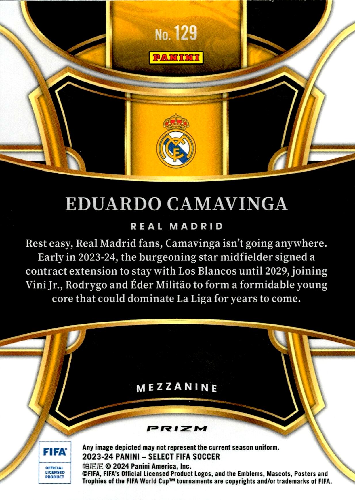 PANINI SELECT FIFA 2023/2024 CAMAVINGA RED AND YELLOW Nº129