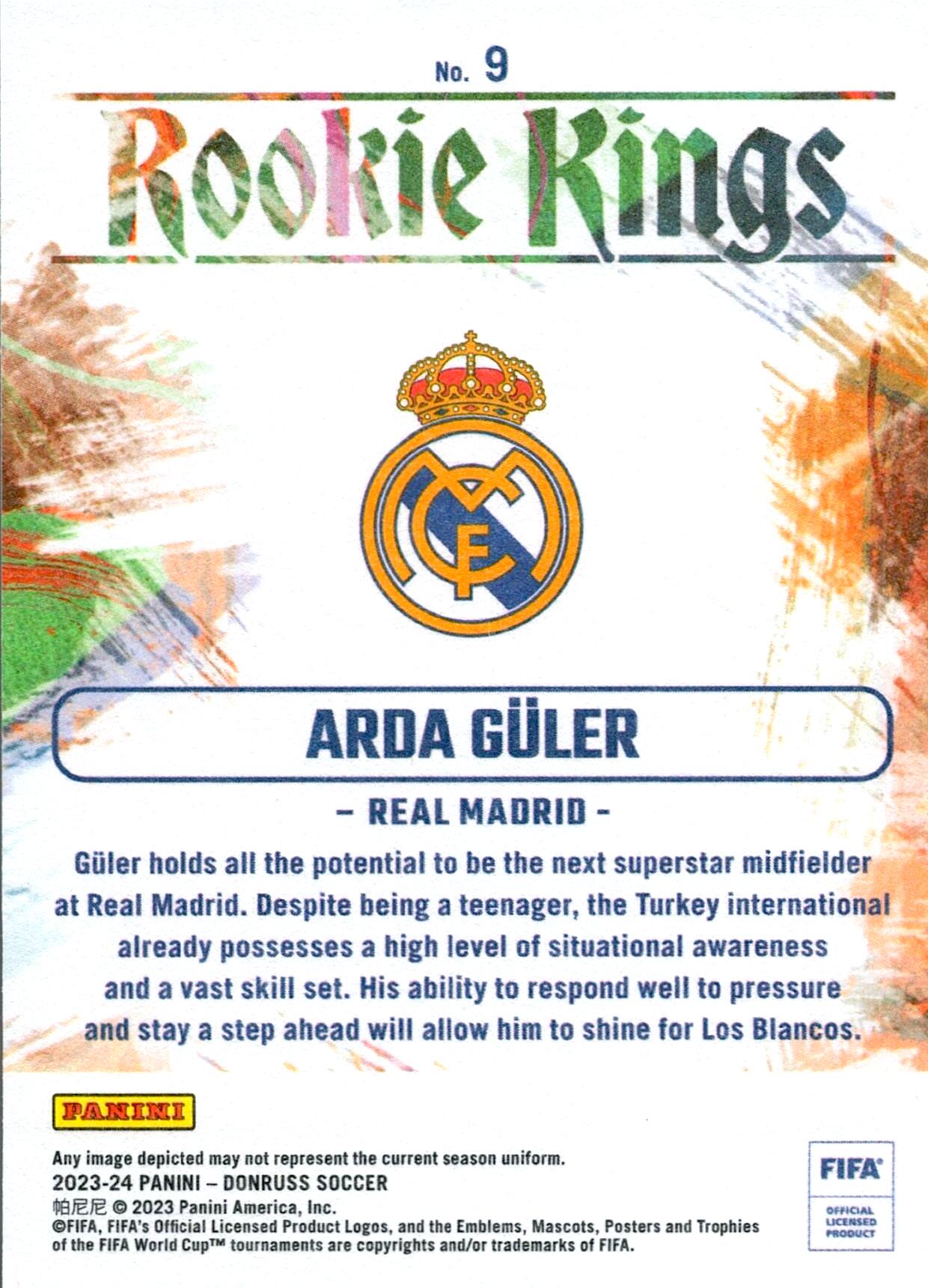PANINI DONRUSS 2023/2024 ARDA GÜLER ROOKIE KINGS Nº9 ROOKIE