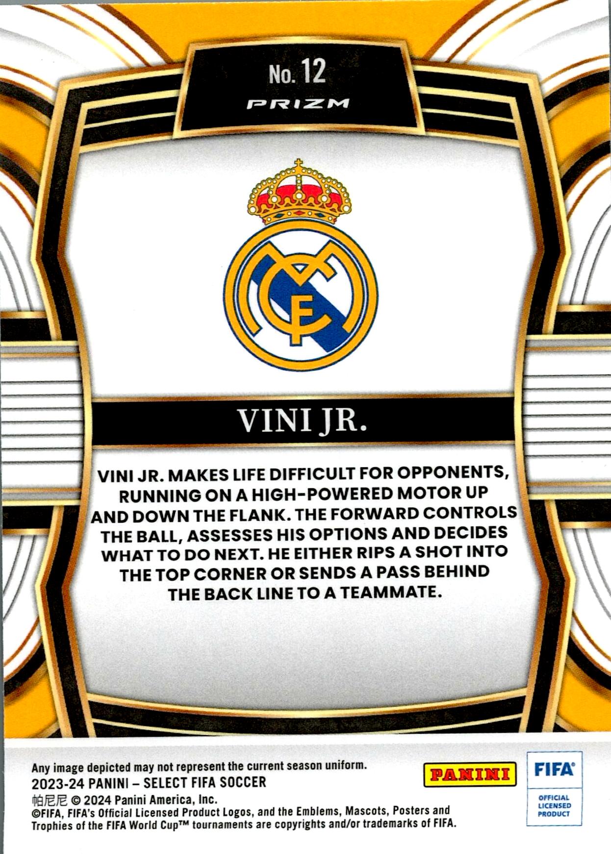 PANINI SELECT LA LIGA 2023/2024 VINI JR. EQUALIZERS Nº12