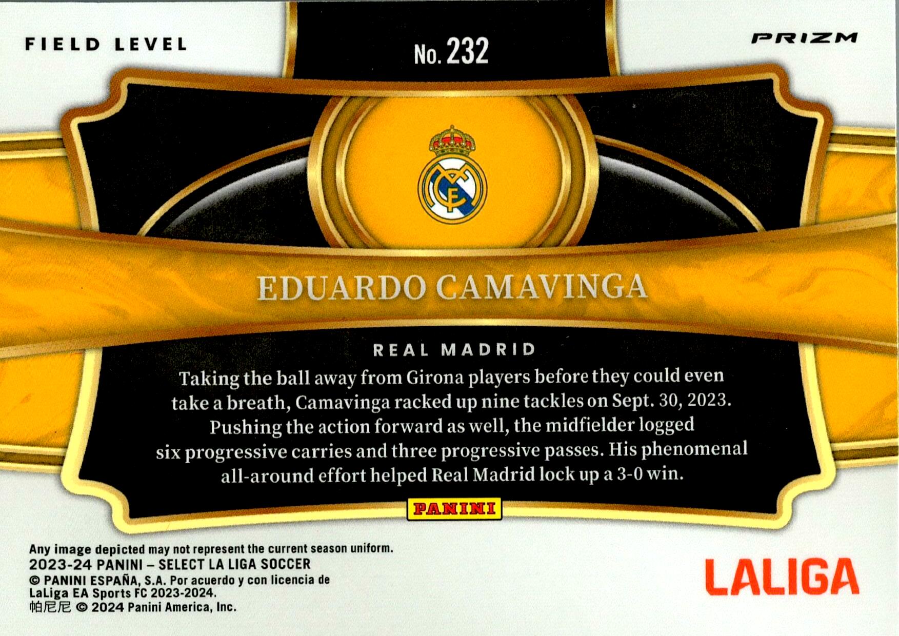 PANINI SELECT LA LIGA 2023/2024 CAMAVINGA RED AND YELLOW Nº232