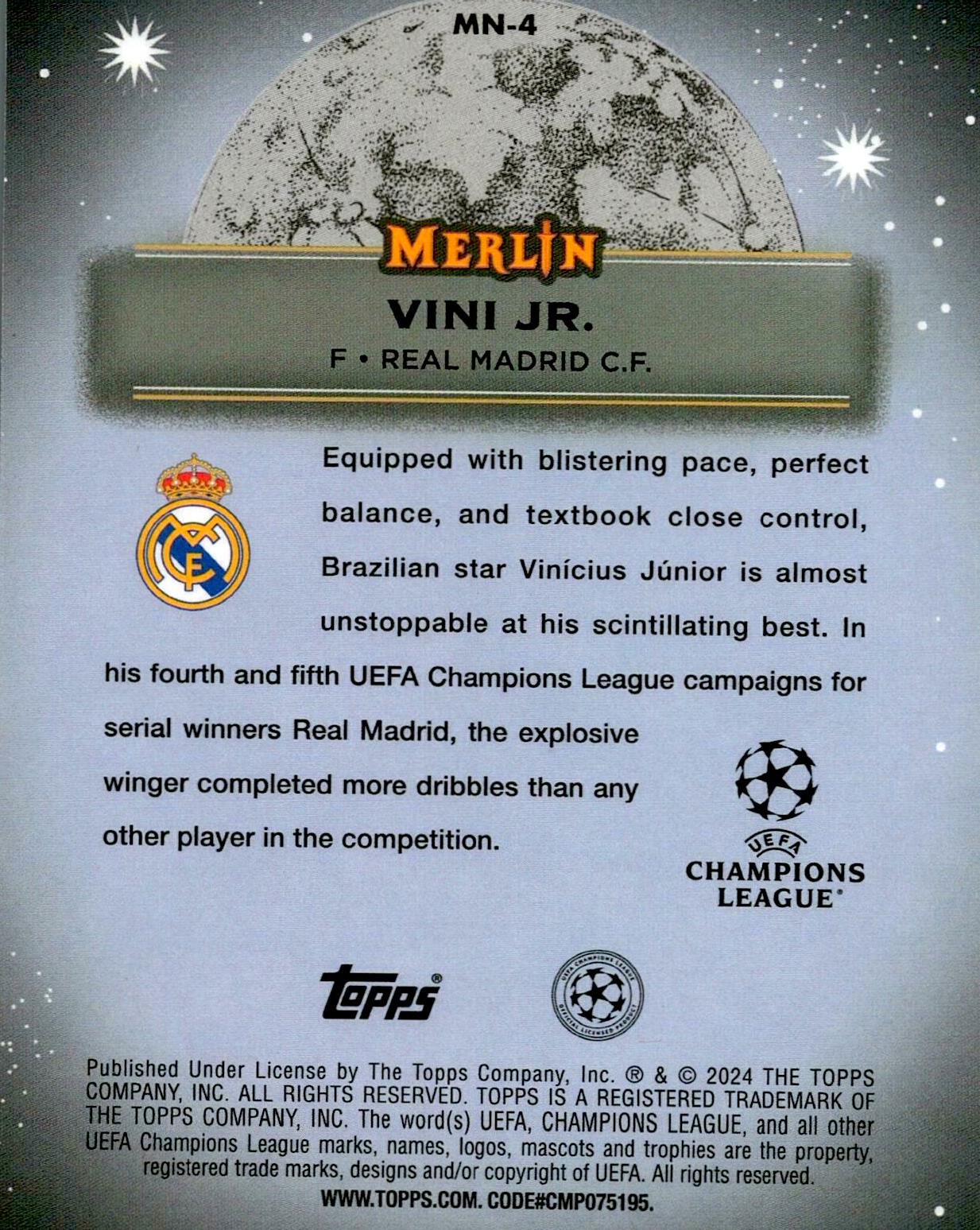 TOPPS MERLIN 2023/2024 VINI JR. MYSTIC NIGHTS NºMN-4