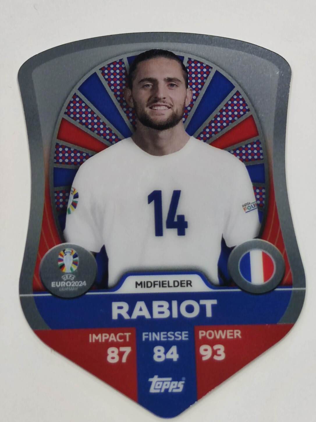 TOPPS MATCH ATTAX UEFA EURO 2024 ADRIEN RABIOT CHROME SHIELD NºSC3