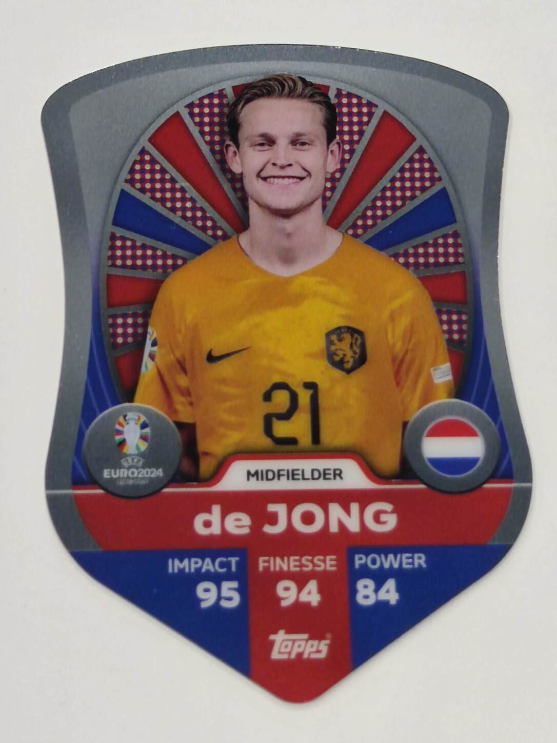 TOPPS MATCH ATTAX UEFA EURO 2024 FRENKIE DE JONG CHROME SHIELD NºSC5