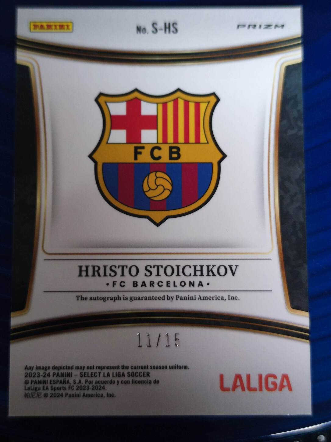 PANINI SELECT LA LIGA 2023/2024 AUTO HRISTO STOICHKOV NºS-HS NUMERADA /15