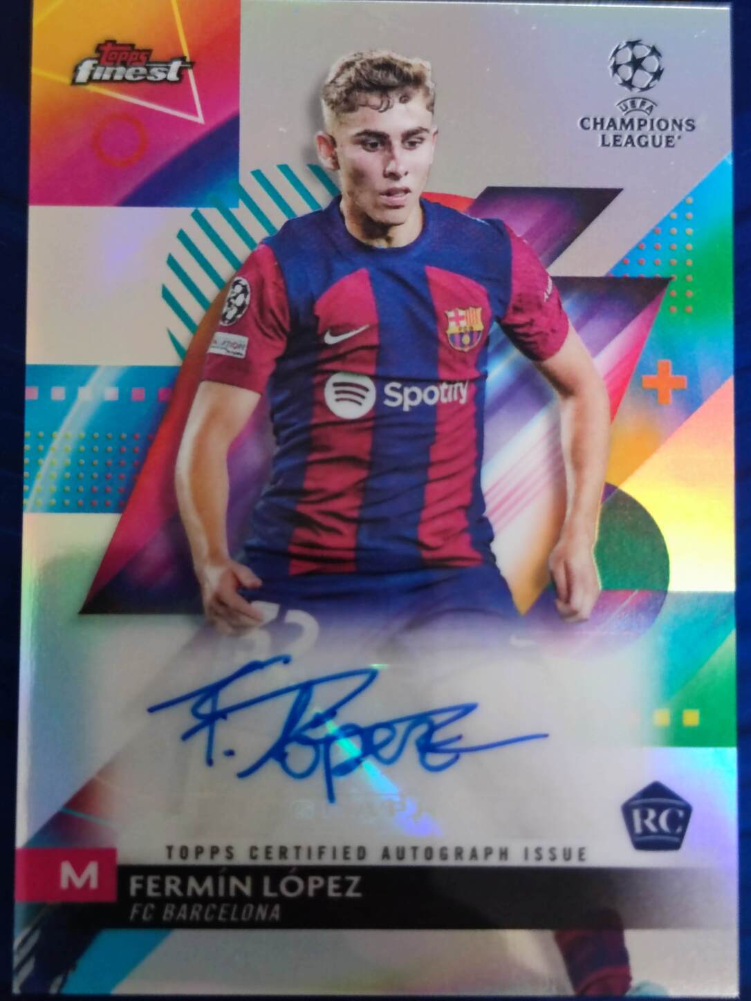 TOPPS FINEST UCL 2023/2024 AUTO FERMÍN LÓPEZ NºA-FL ROOKIE
