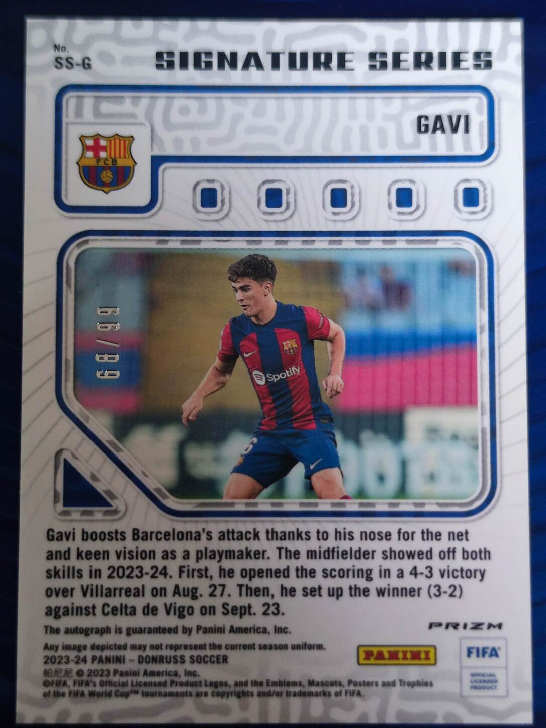 PANINI DONRUSS FIFA 2023/2024 GAVI AUTO NºSS-G NUMERADO /99