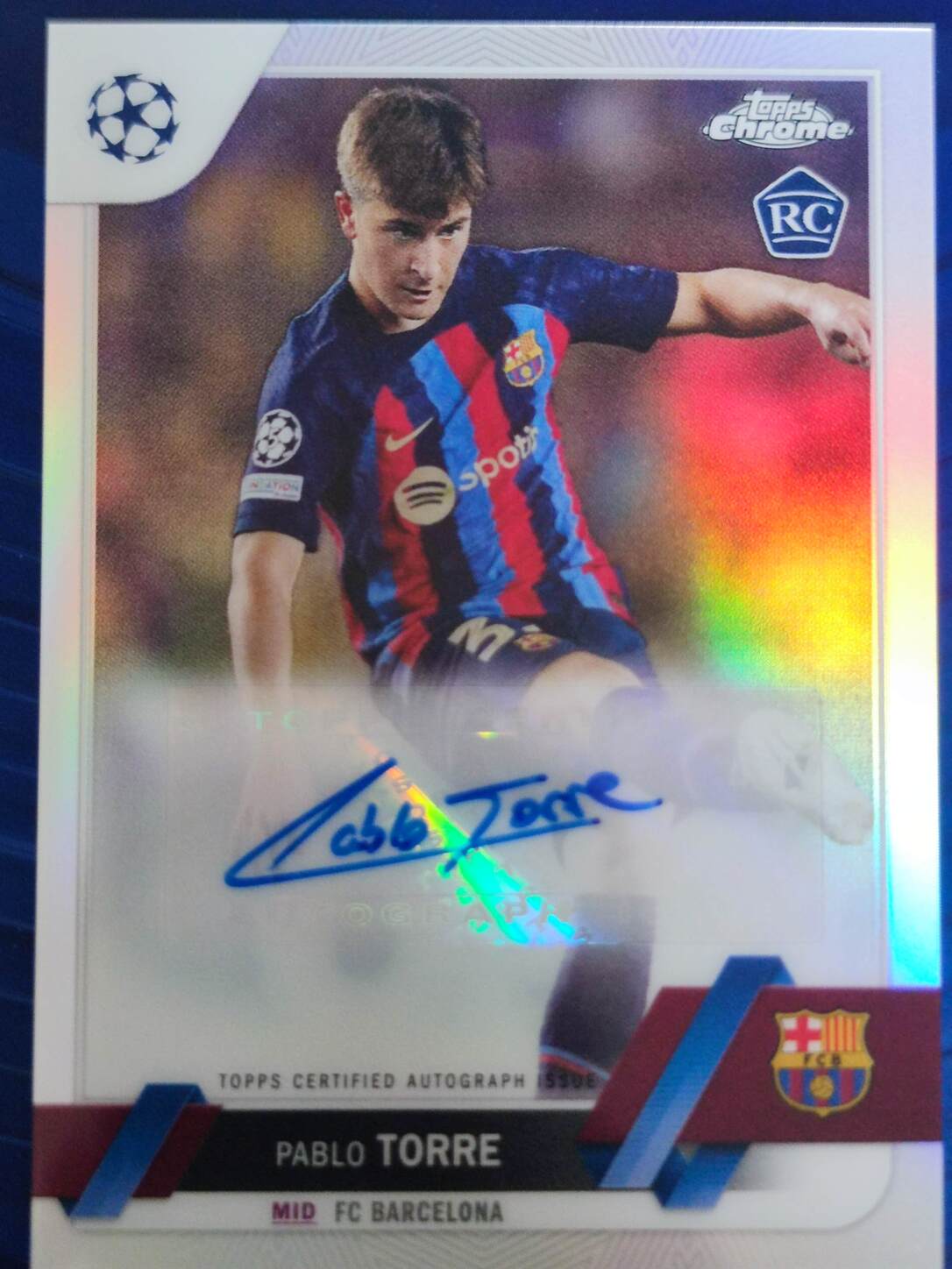 TOPPS CHROME UCL 2022/2023 PABLO TORRE AUTO NºCA-PT ROOKIE