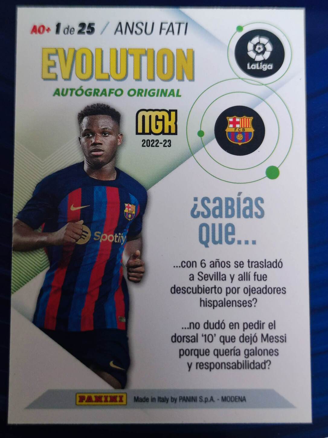 PANINI MEGACRACKS 2022/2023 ANSU FATI AUTO NºAO+ NUMERADO /25