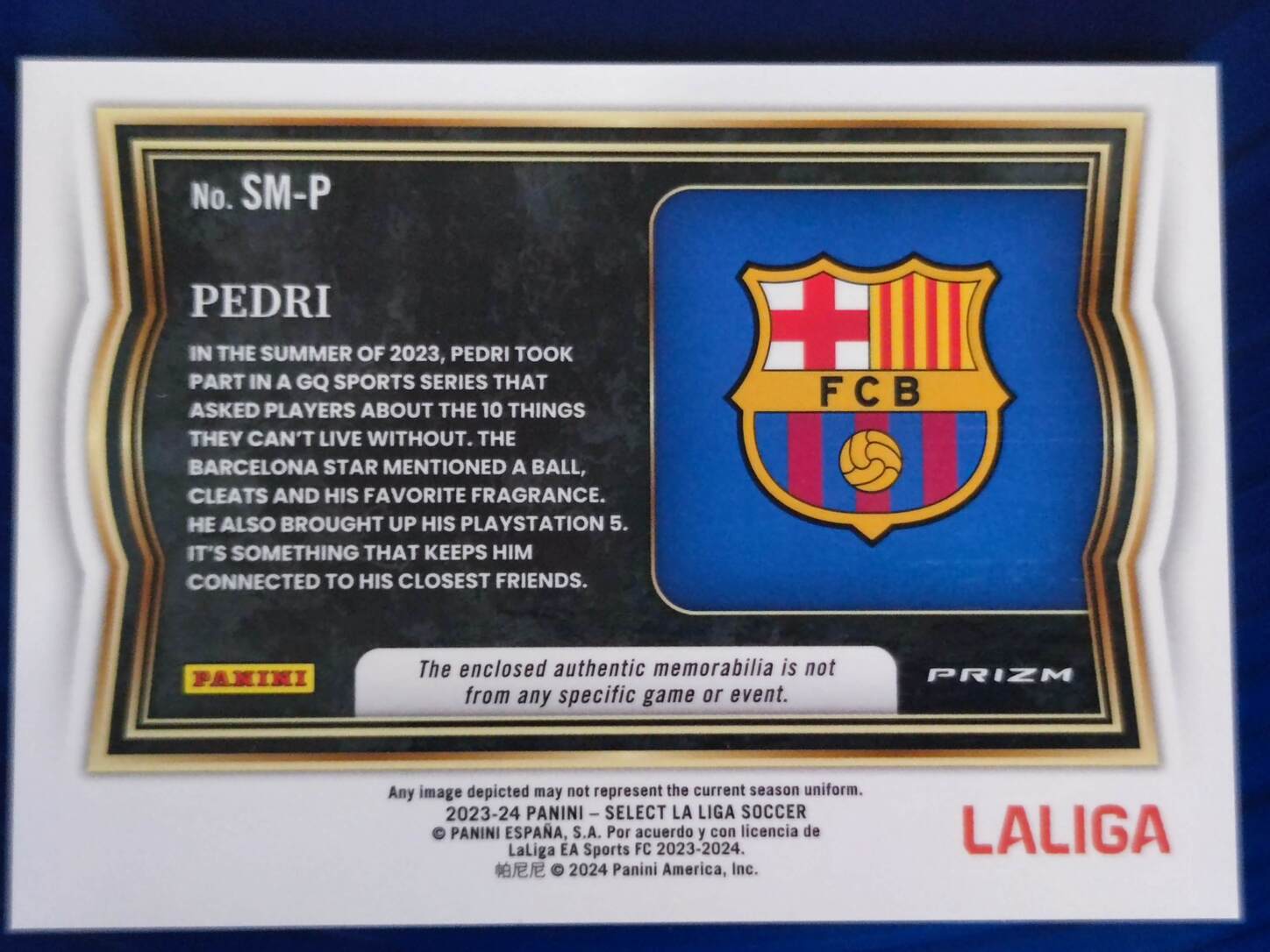 PANINI SELECT LA LIGA 2023/2024 PEDRI PARCHE NºSM-P