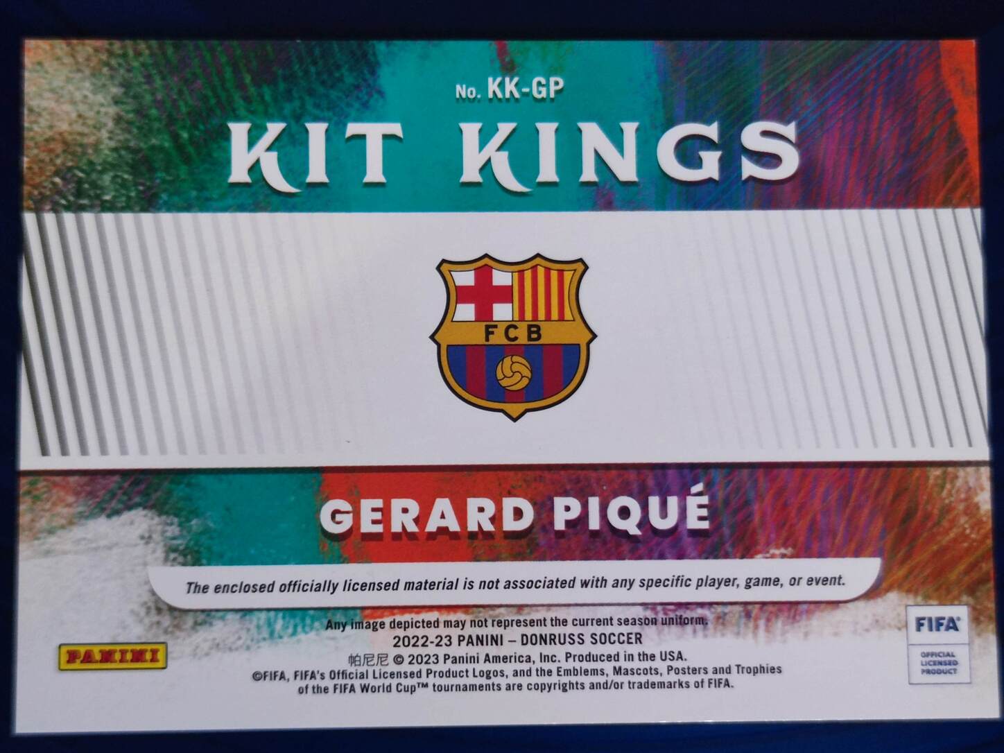 PANINI DONRUSS FIFA 2022/2023 GERARD PIQUÉ PARCHE NºKK-GP