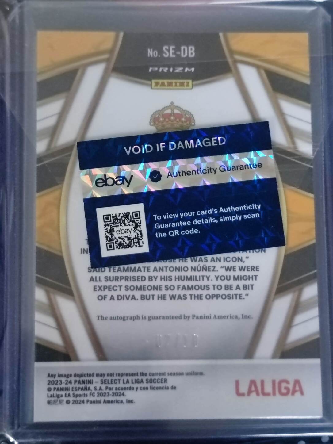 PANINI SELECT LA LIGA 2023/2024 DAVID BECKHAM AUTO NºSE-DB NUMERADO /10 GARANTIZADO EBAY