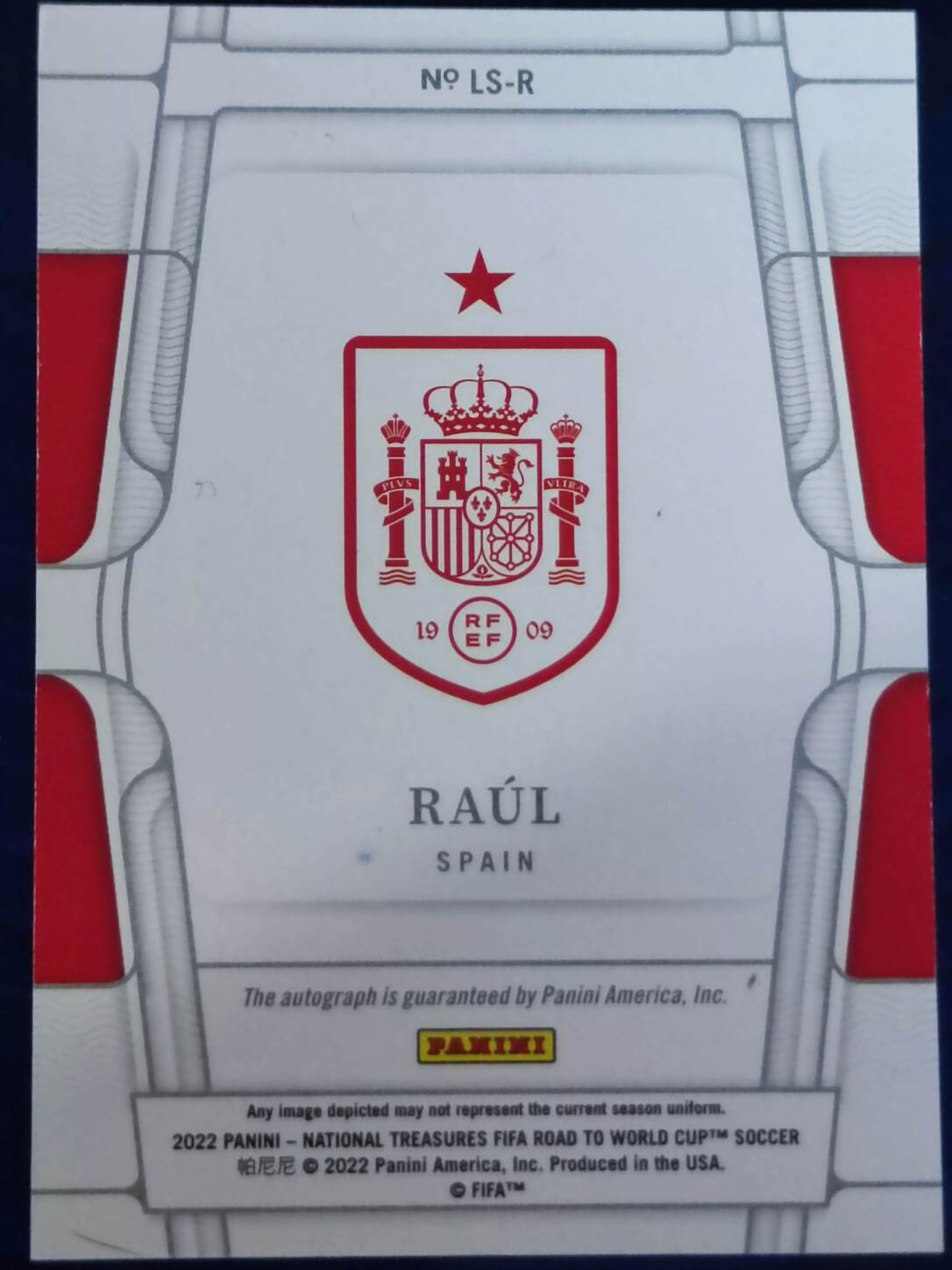 PANINI NATIONAL TREASURES 2022 RAÚL AUTO NºLS-R NUMERADO /99