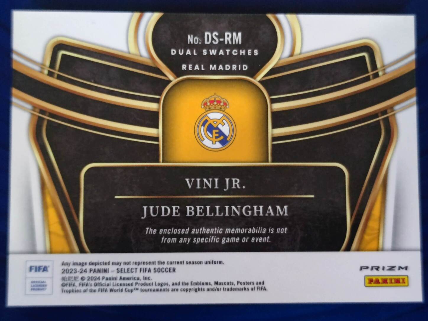 PANINI SELECT FIFA 2023/2024 VINI JR./ JUDE BELLINGHAM PARCHE NºDS-RM