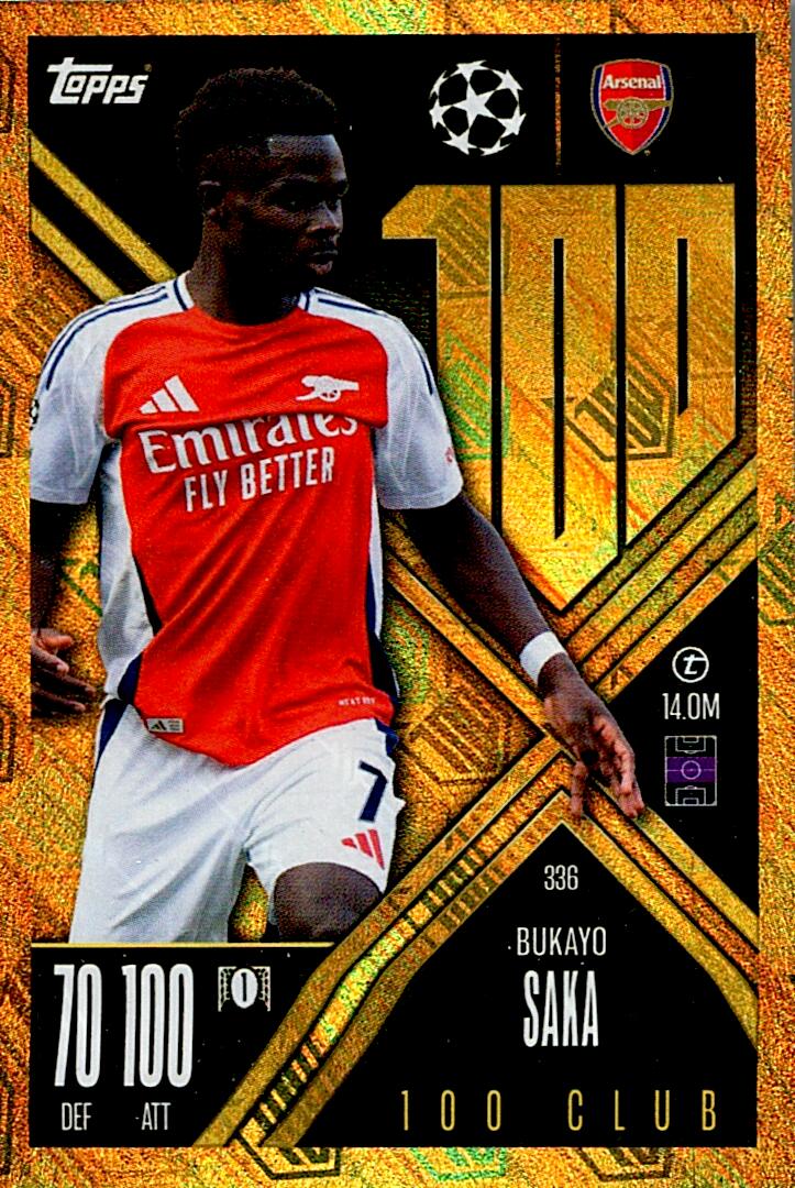 Match Attax Extra 2025 Bukayo Saka 100 Club Hero nº336