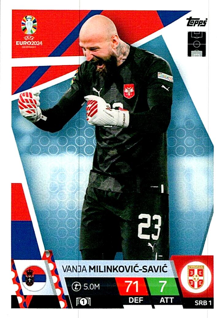 TOPPS MATCH ATTAX UEFA EURO 2024 VANJA MILINKOVIC-SAVIC SERBIA NºSRB1