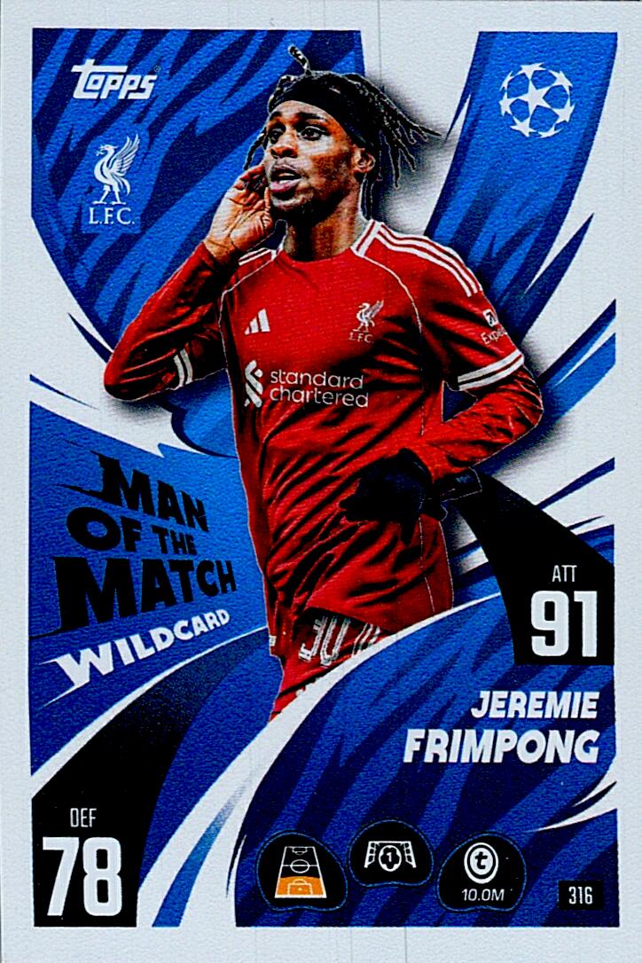MATCH ATTAX CHAMPIONS LEAGUE 2025/2026 FRIMPONG MAN OF THE MATCH Nº316