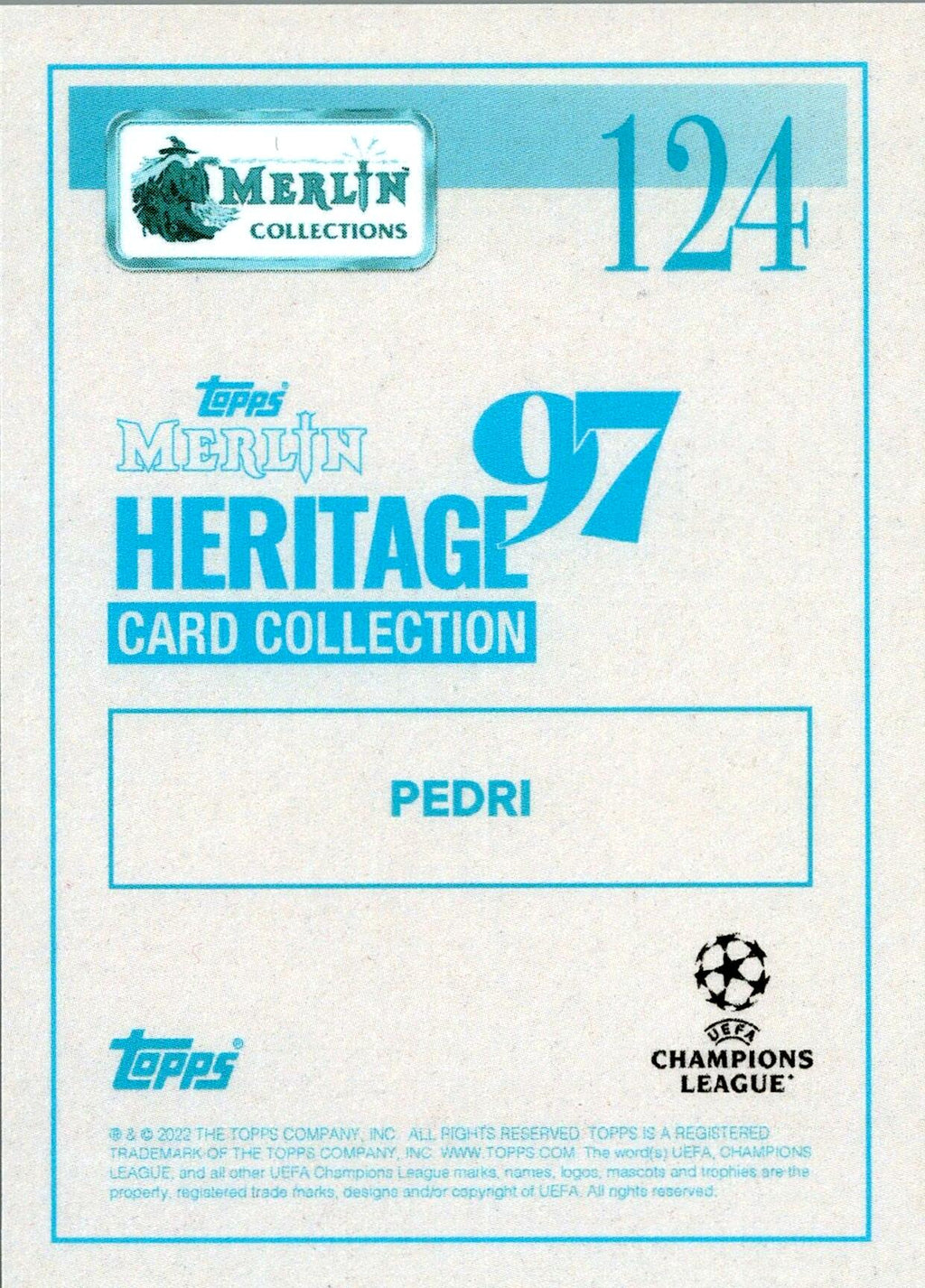 TOPPS MERLIN HERITAGE UEFA CHAMPIONS LEAGUE 2021/2022 - PEDRI GOLDEN BOY Nº124