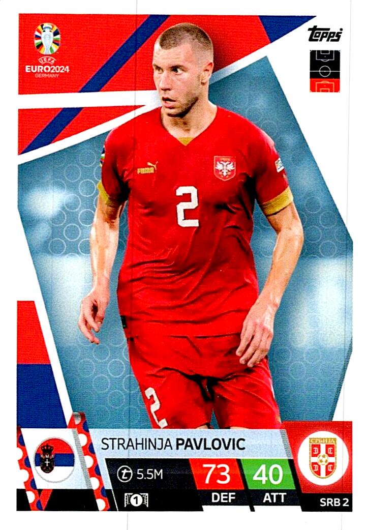 TOPPS MATCH ATTAX UEFA EURO 2024 STRAHINJA PAVLOVIC SERBIA NºSRB2