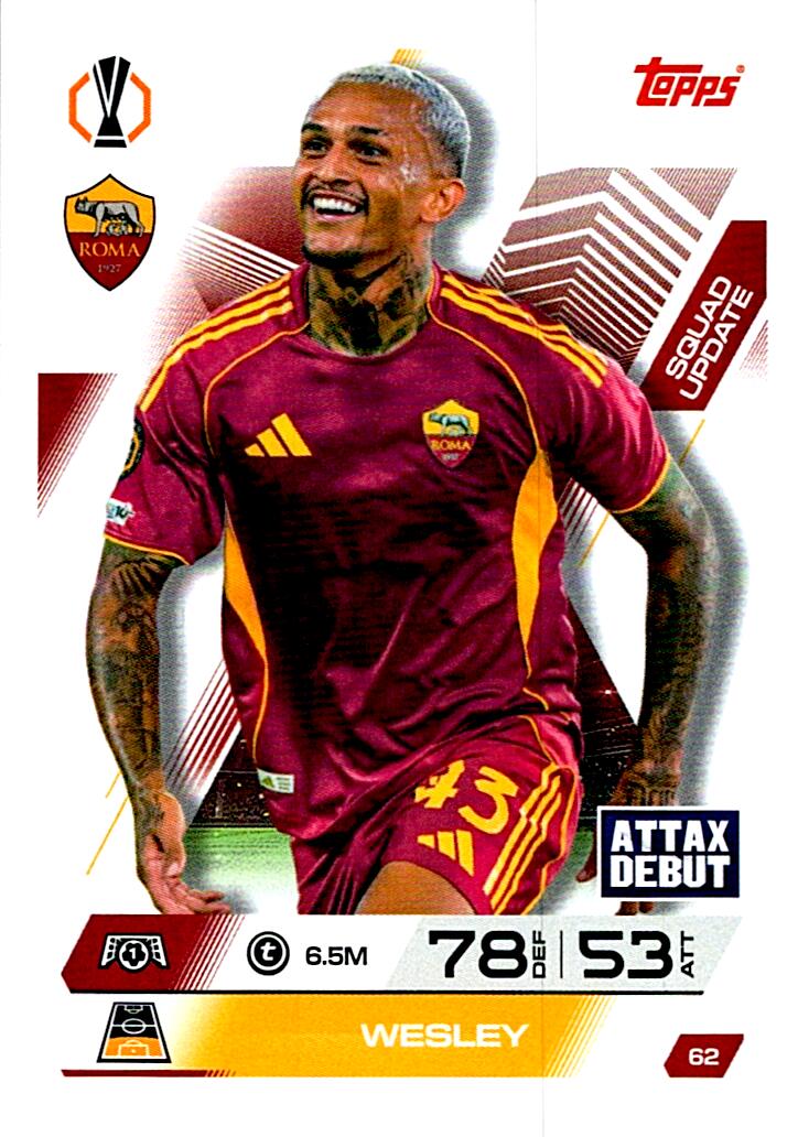 TOPPS MATCH ATTAX EXTRA 2025/26 WESLEY Nº62