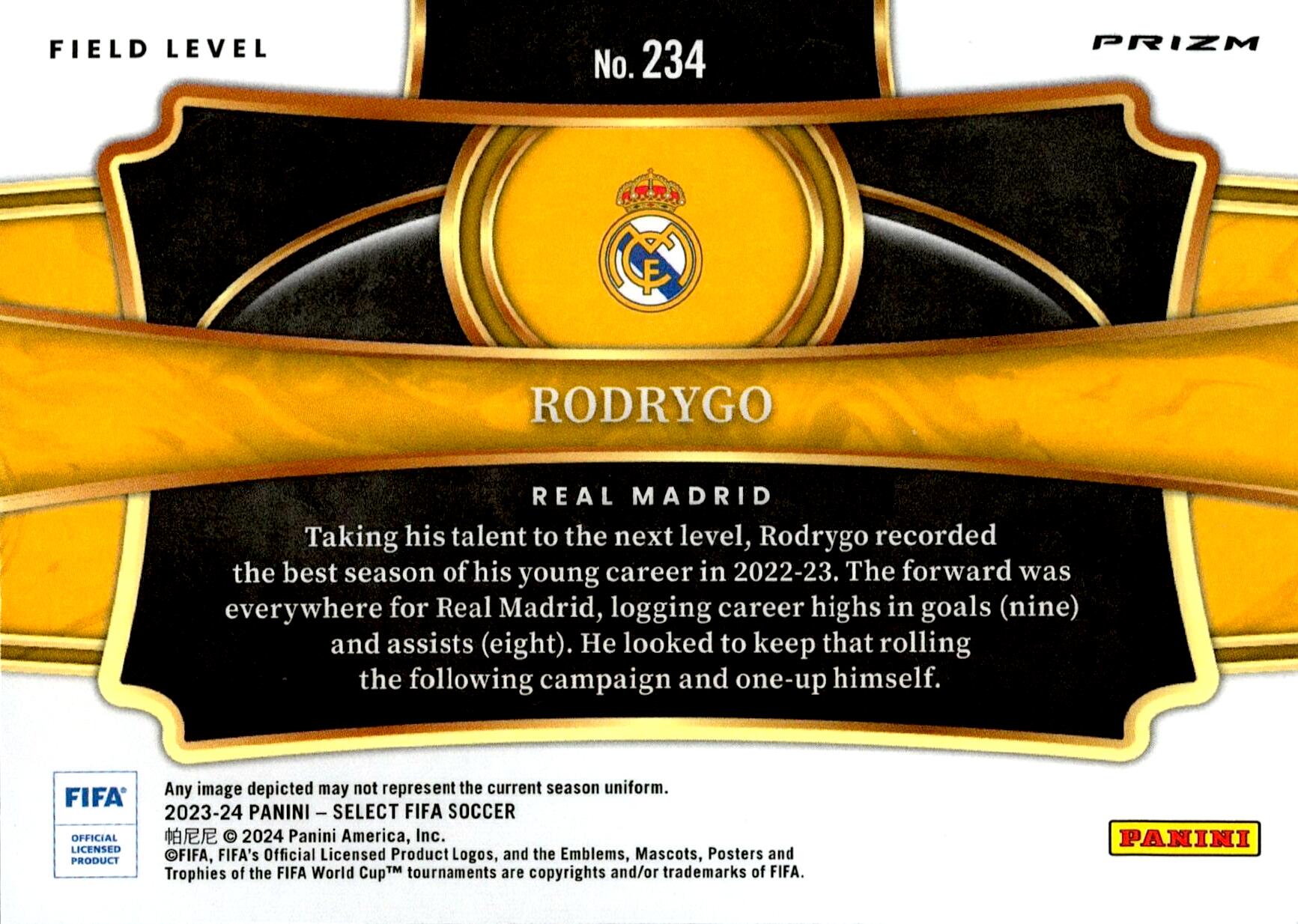 PANINI SELECT FIFA 2023/2024 RODRYGO MULTICOLOR Nº234