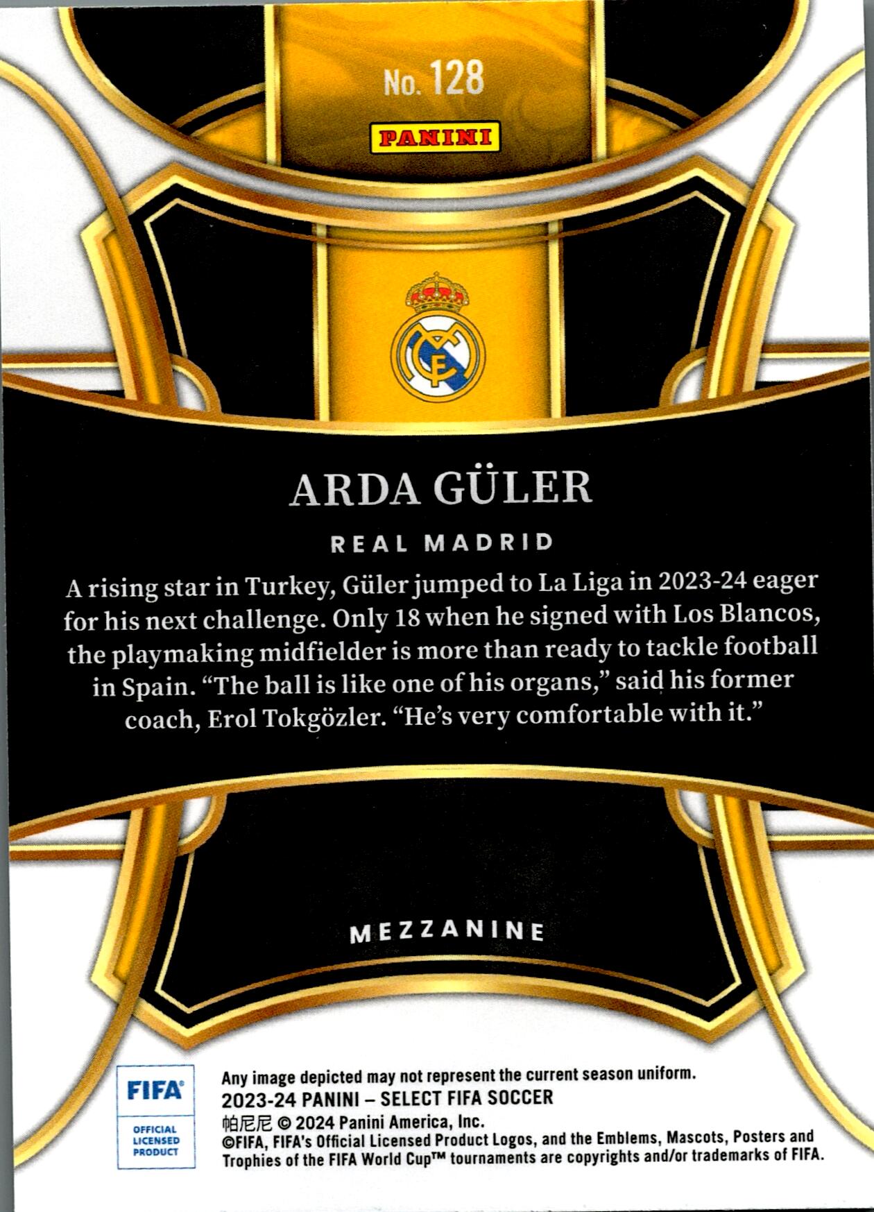 PANINI SELECT FIFA 2023/2024 ARDA GÜLER Nº128 ROOKIE