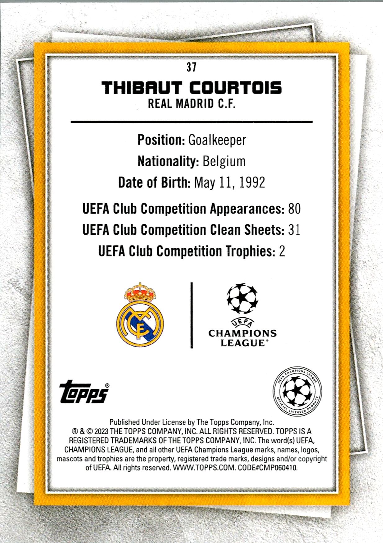 TOPPS STARS 2023/2024 THIBAUT COURTOIS Nº37