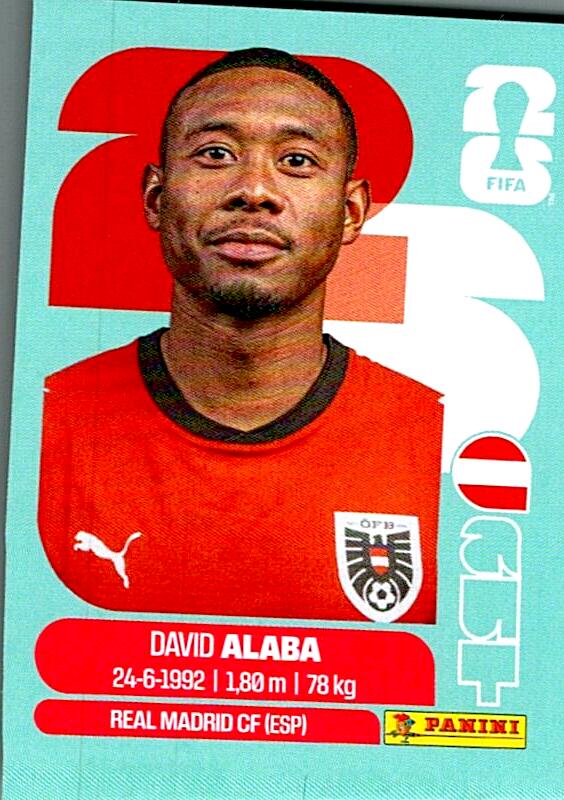 STICKERS FIFA WORLD CUP 2026 DAVID ALABA NºAUT 4