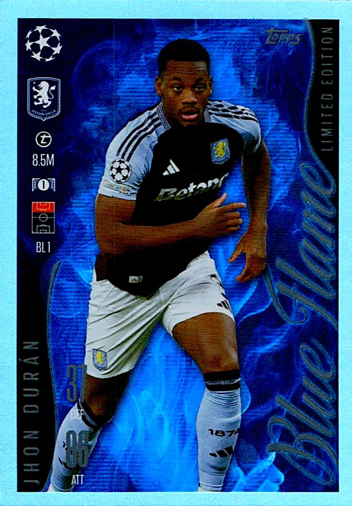 Match Attax Extra 2025 Jhon Durán Blue Flame Limited Edition nºBL1