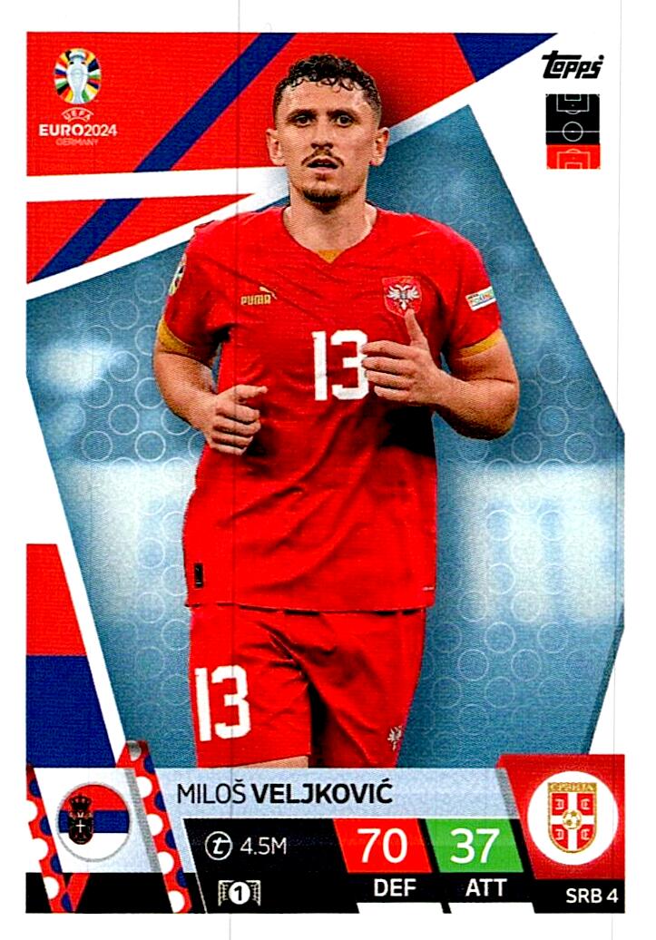 TOPPS MATCH ATTAX UEFA EURO 2024 MILOS VELKOVIC SERBIA NºSRB4