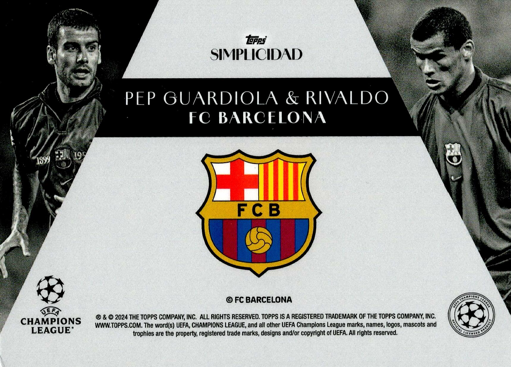 TOPPS SIMPLICIDAD 2023/2024 PEP GUARDIOLA Y RIVALDO