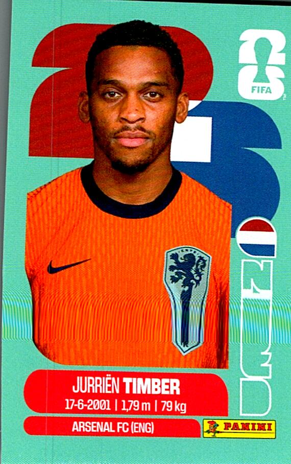 STICKERS FIFA WORLD CUP 2026 JURRIËN TIMBER NºNED 5